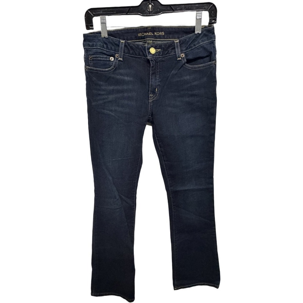 Michael Kors Dark Wash Low Rise Bootcut Denim Size 4 Short Retro Style Prep
